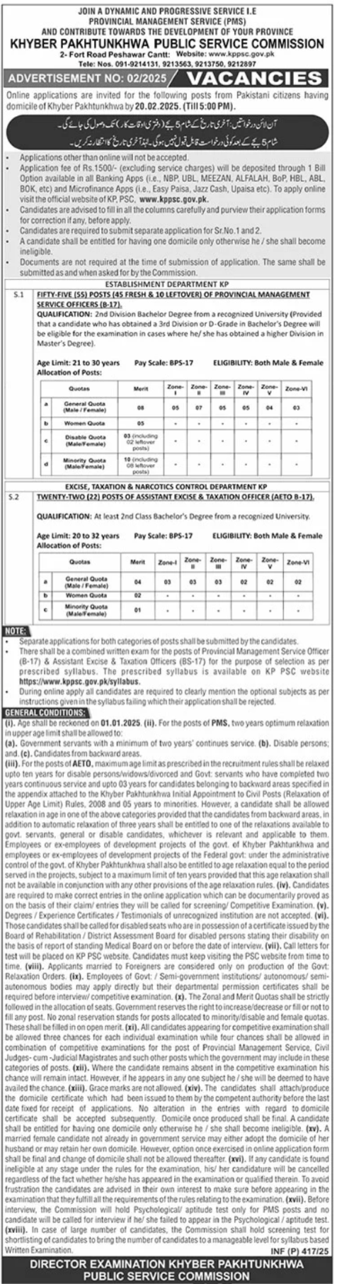 Khyber Pakhtunkhwa Public Service Commission Jobs 2025 - KPPSC Jobs