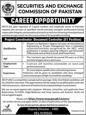 SECP Islamabad Jobs 2025 - Securities & Exchange Commission of Pakistan 2025