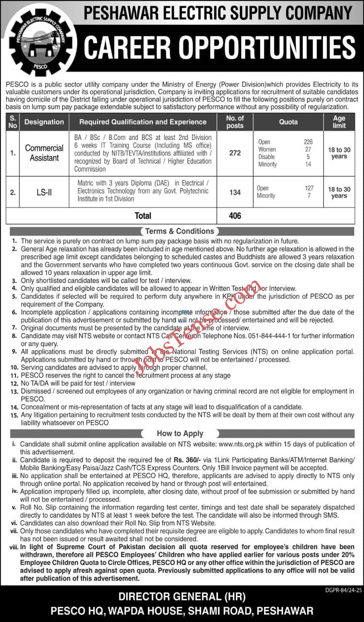 Peshawar Electric Supply Company PESCO Jobs 2025 