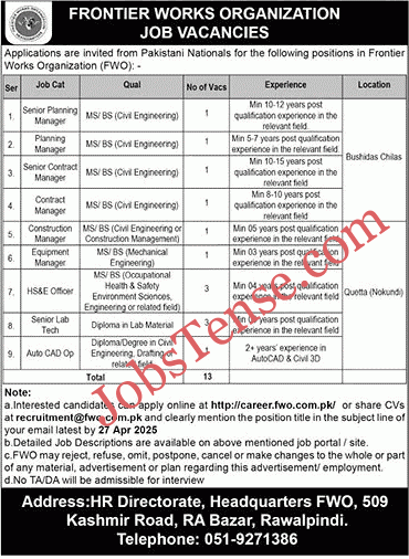 FWO Jobs 2025 