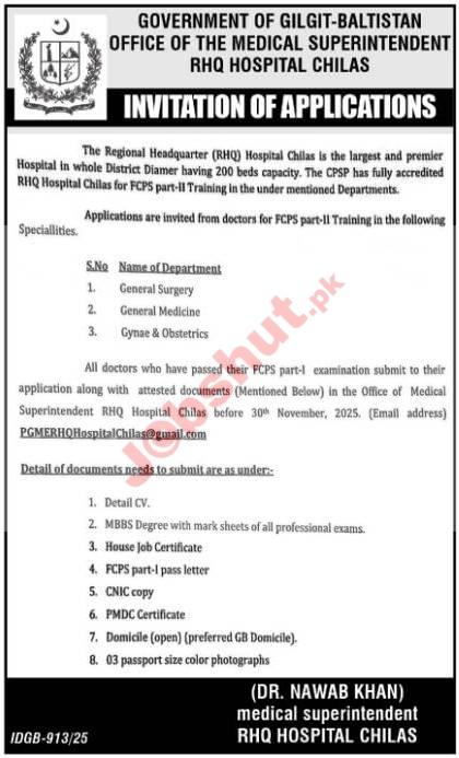 RHQ Hospital Chilas Jobs 2025 - General Medicine & General Surgery jobs