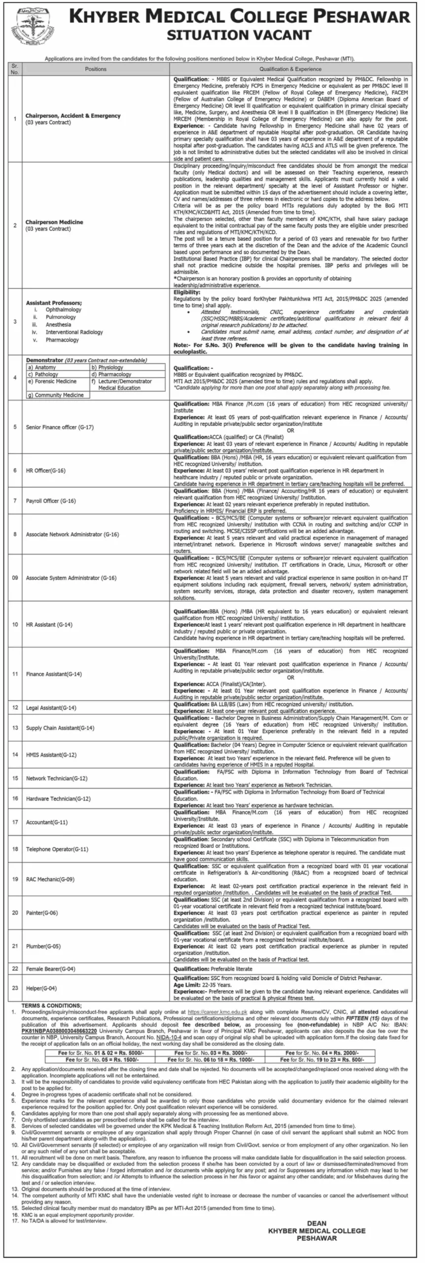 Khyber Medical College Peshawar Jobs 2026 - Apply Now for Medical, Administration & Technical Jobs 2026