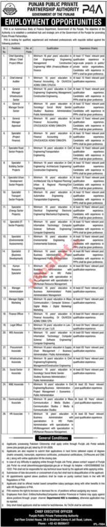 Punjab Public Private Partnership Authority Jobs in 2026 - Apply Now