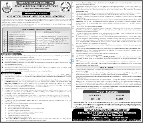 Ayub Medical College (AMC) Latest Jobs 2026 - Apply Online for Chairperson Vacancies in Abbottabad Khyber Pakhtunkhwa