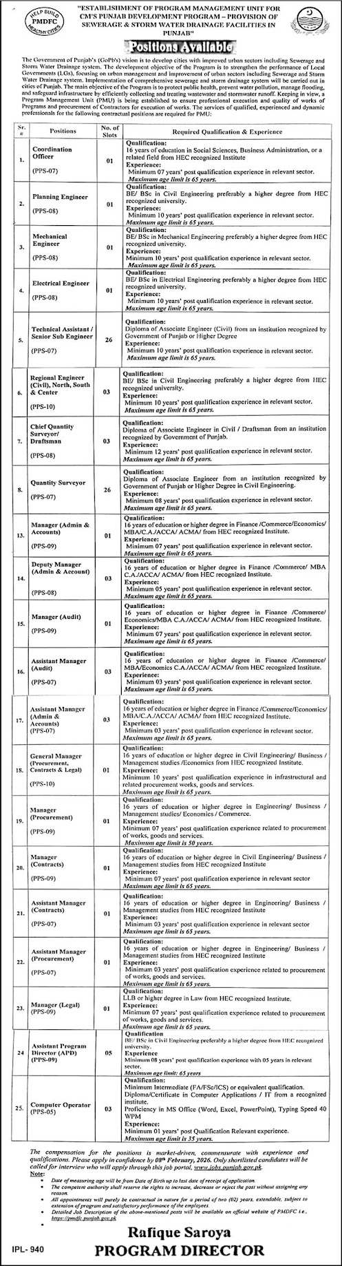 PMDFC Latest Jobs 2026 - Apply Online for Coordination Officer, Engineers and Other Vacancies in Punjab