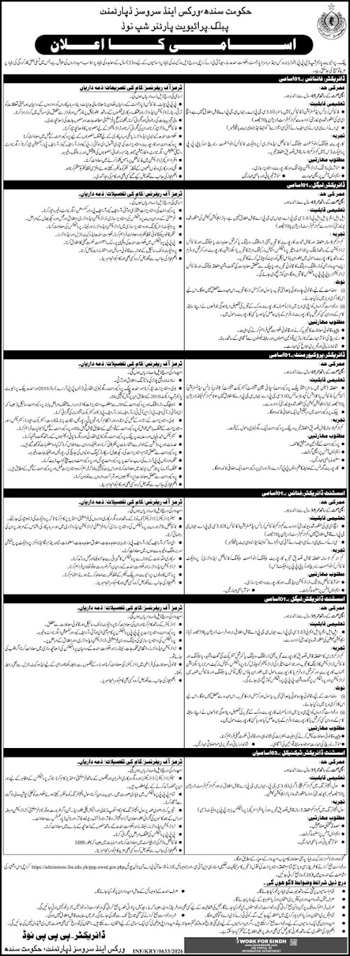 Works and Services Department Latest Jobs 2026 - Apply Online for Director Vacancies in Sindh