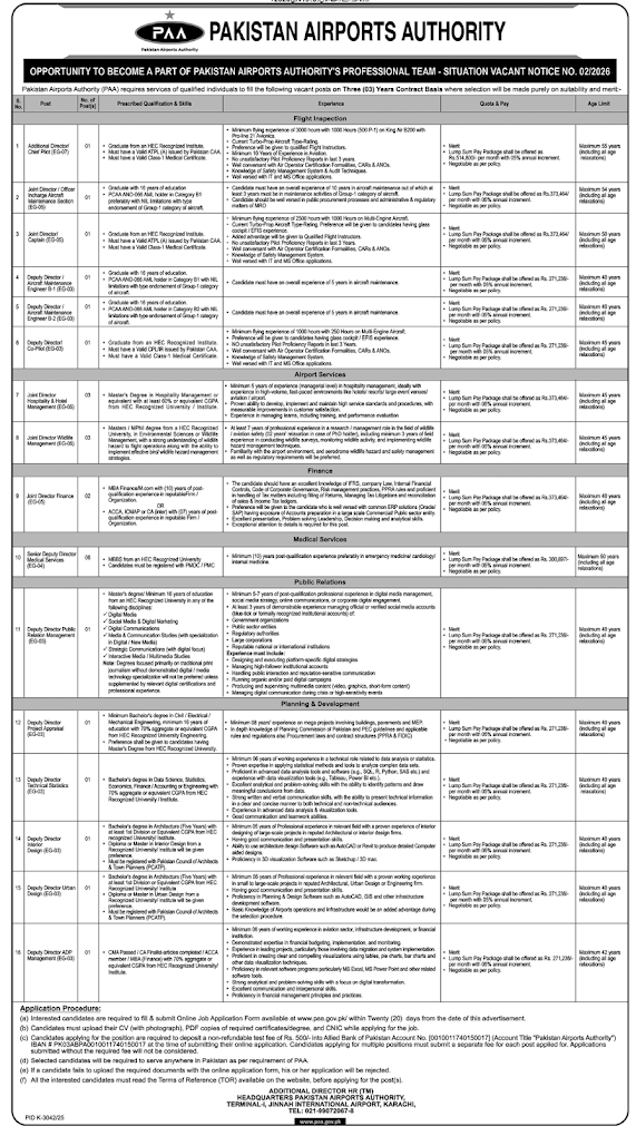 Pakistan Airports Authority Latest Jobs 2026 - Apply Online for Additional Director Vacancies in Karachi