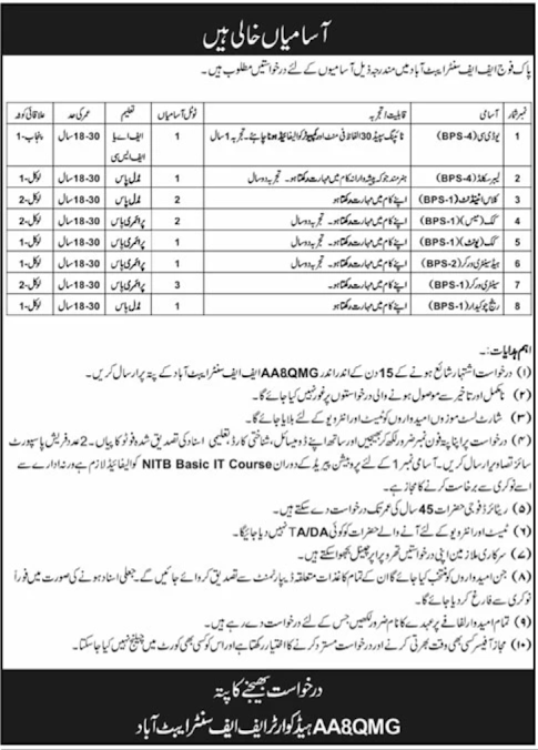 Pak Army AA&QMG Abbottabad New Jobs 2026 - Apply Online for UDC and Laborer Vacancies in Abbottabad