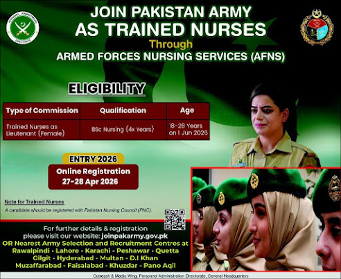 Pakistan Army New Jobs For Female 2026 - Apply Online for Trained Nurses (Lieutenant) Vacancies in Pakistan